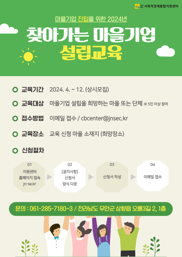 「2024 찾아가는 마을기업 설립 및 진입 지원 교육」신청 안내 이미지 1