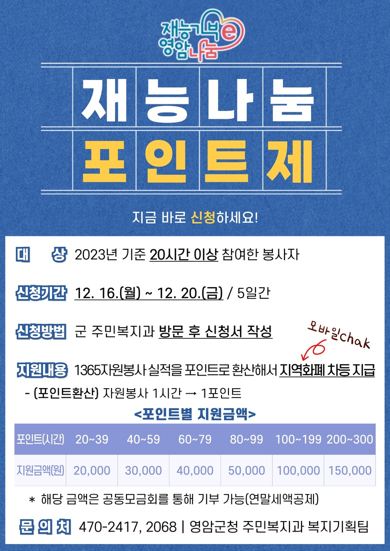 자원봉사 시간 영암사랑상품권으로 돌려드립니다 이미지 1
