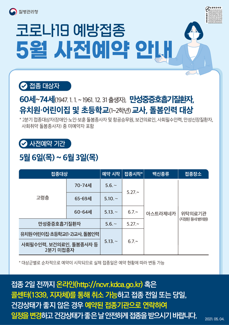 코로나19 예방접종 5월 사전예약 안내 (60~74세 고령층 등) 이미지 2