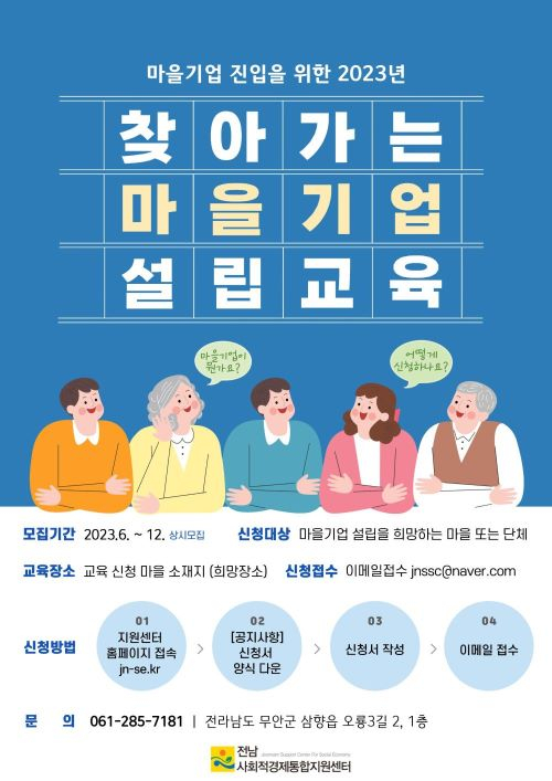 「2023 찾아가는 마을기업 설립 및 진입지원교육」안내 이미지 1