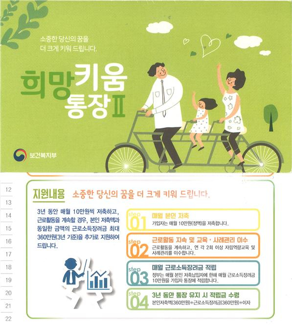 저소득층 목돈마련 희망키움통장Ⅱ 모집 이미지 1