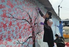 두드림봉사단 영암여중·고 학생들과 벽화 그리기 봉사